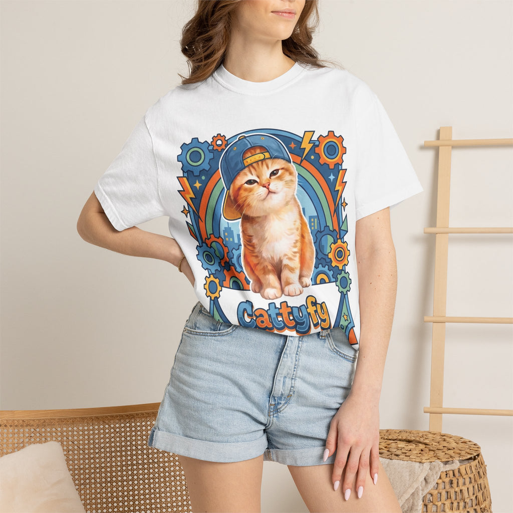 Cattyfy Retro Cat Graphic T-Shirt — Cute Orange Kitten Tee
