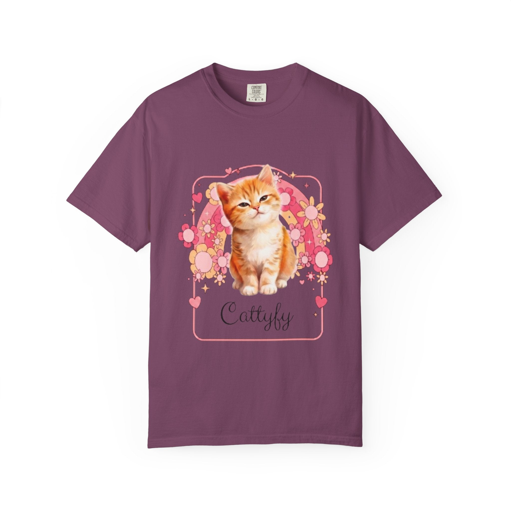 Cattyfy Cute Kitten Graphic T-Shirt — Retro Floral Cat Tee