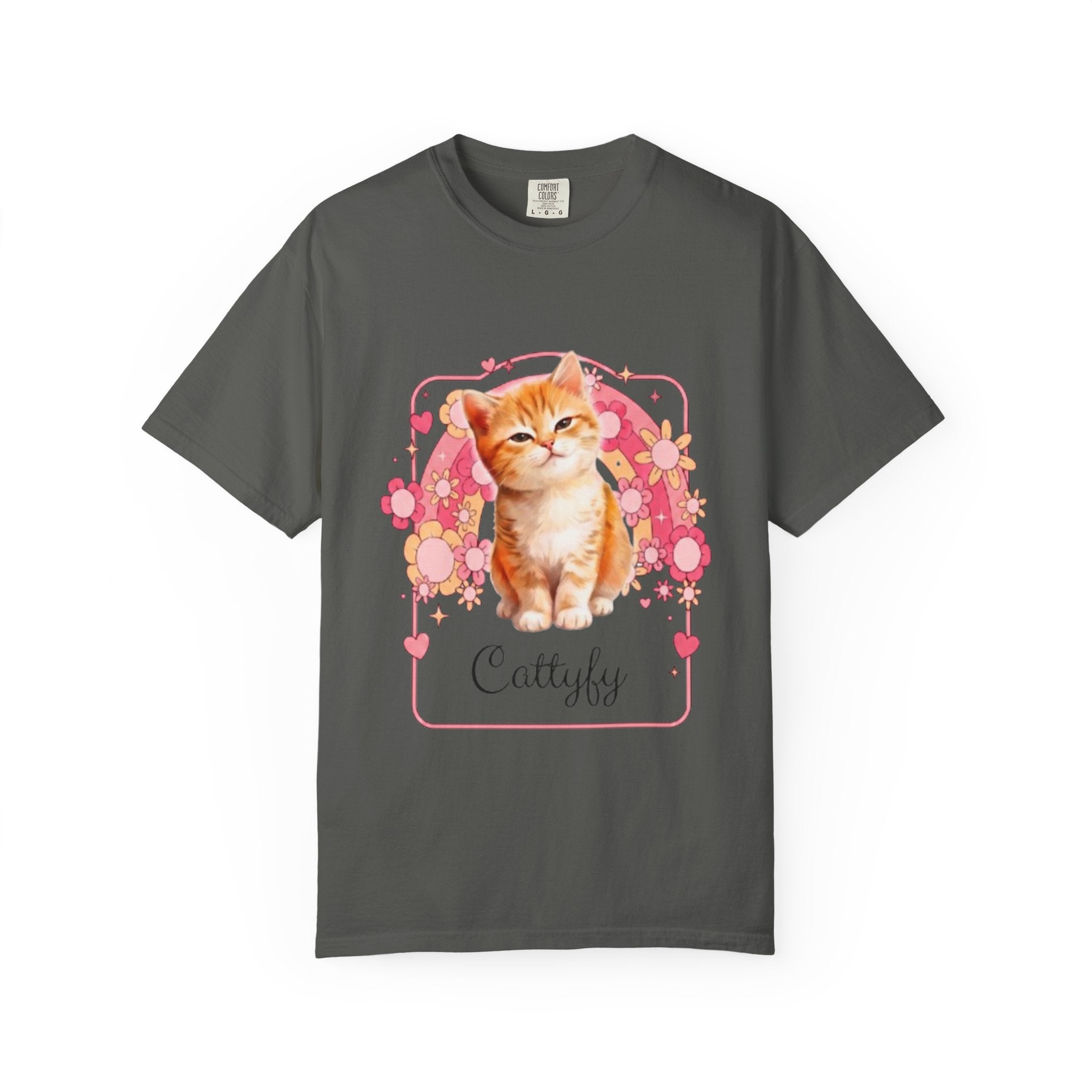 Cattyfy Cute Kitten Graphic T-Shirt — Retro Floral Cat Tee
