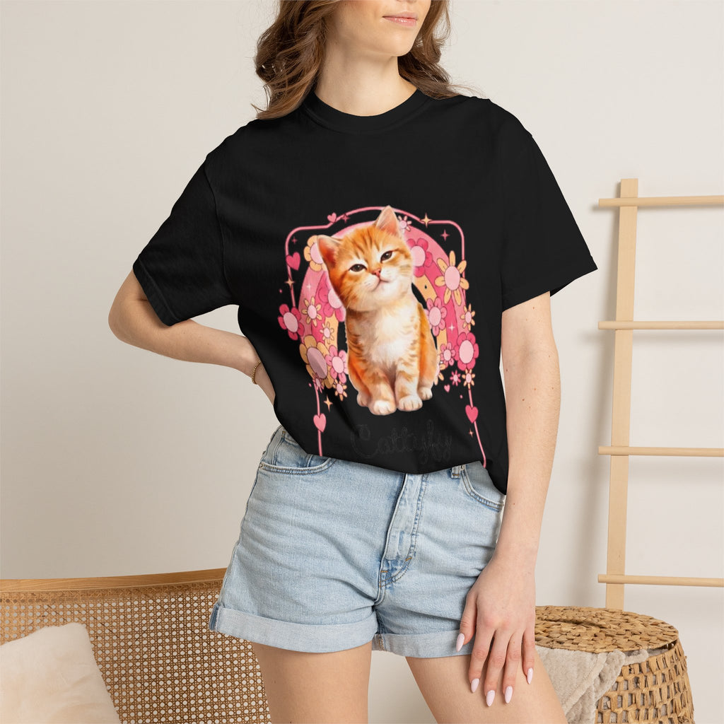 Cattyfy Cute Kitten Graphic T-Shirt — Retro Floral Cat Tee