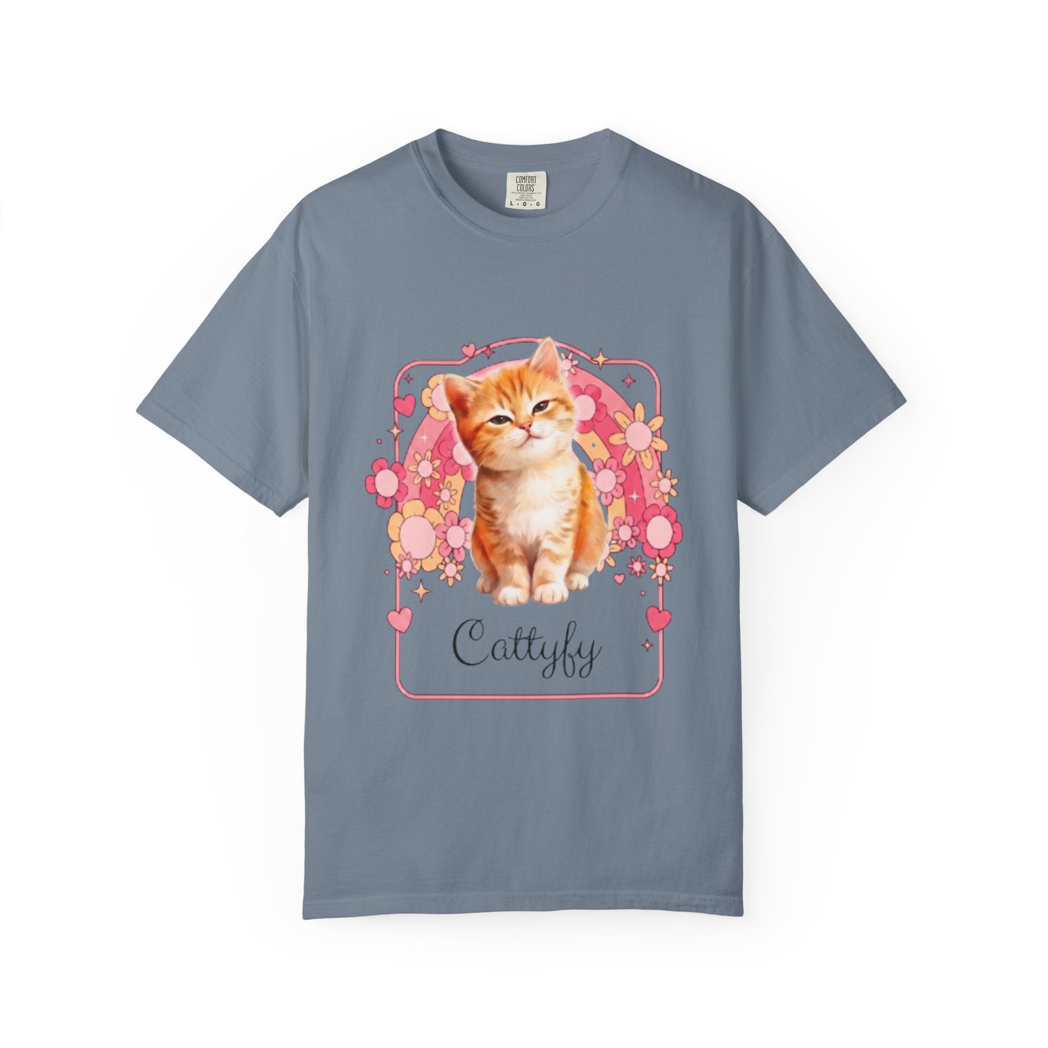 Cattyfy Cute Kitten Graphic T-Shirt — Retro Floral Cat Tee