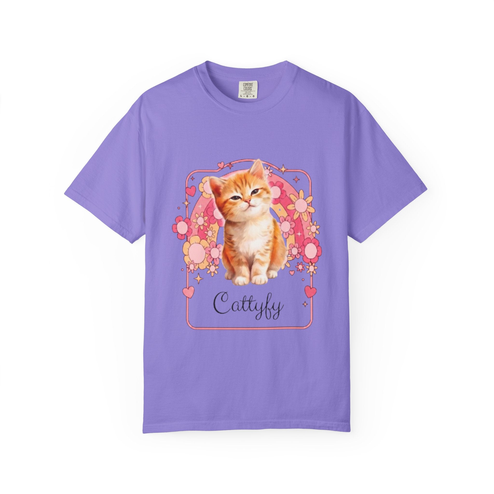 Cattyfy Cute Kitten Graphic T-Shirt — Retro Floral Cat Tee