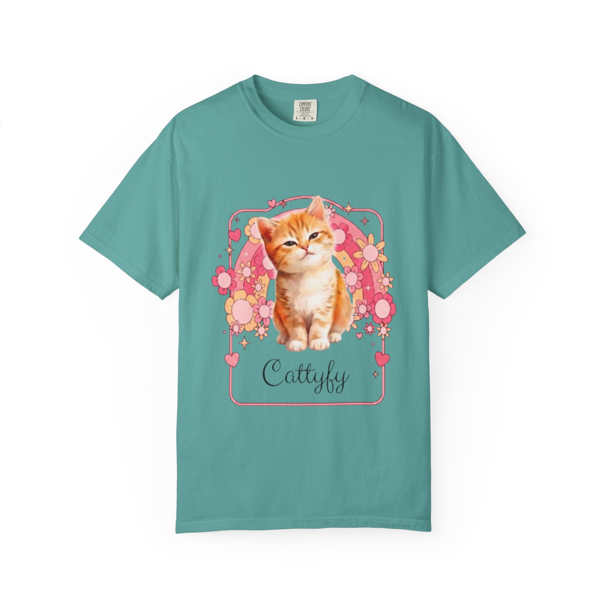 Cattyfy Cute Kitten Graphic T-Shirt — Retro Floral Cat Tee