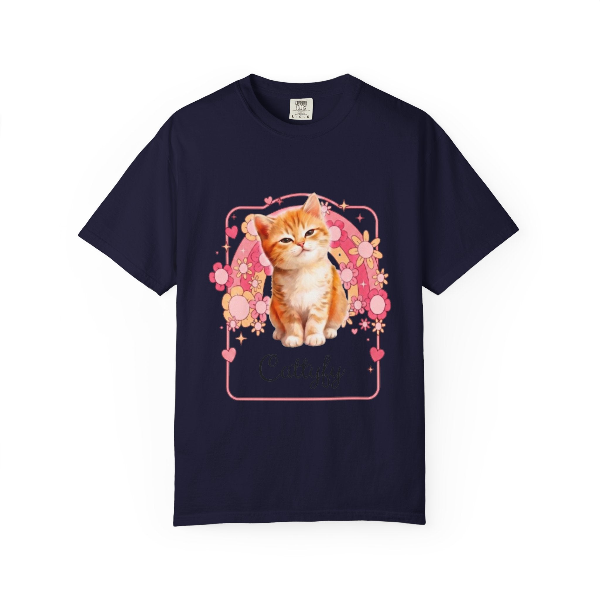 Cattyfy Cute Kitten Graphic T-Shirt — Retro Floral Cat Tee