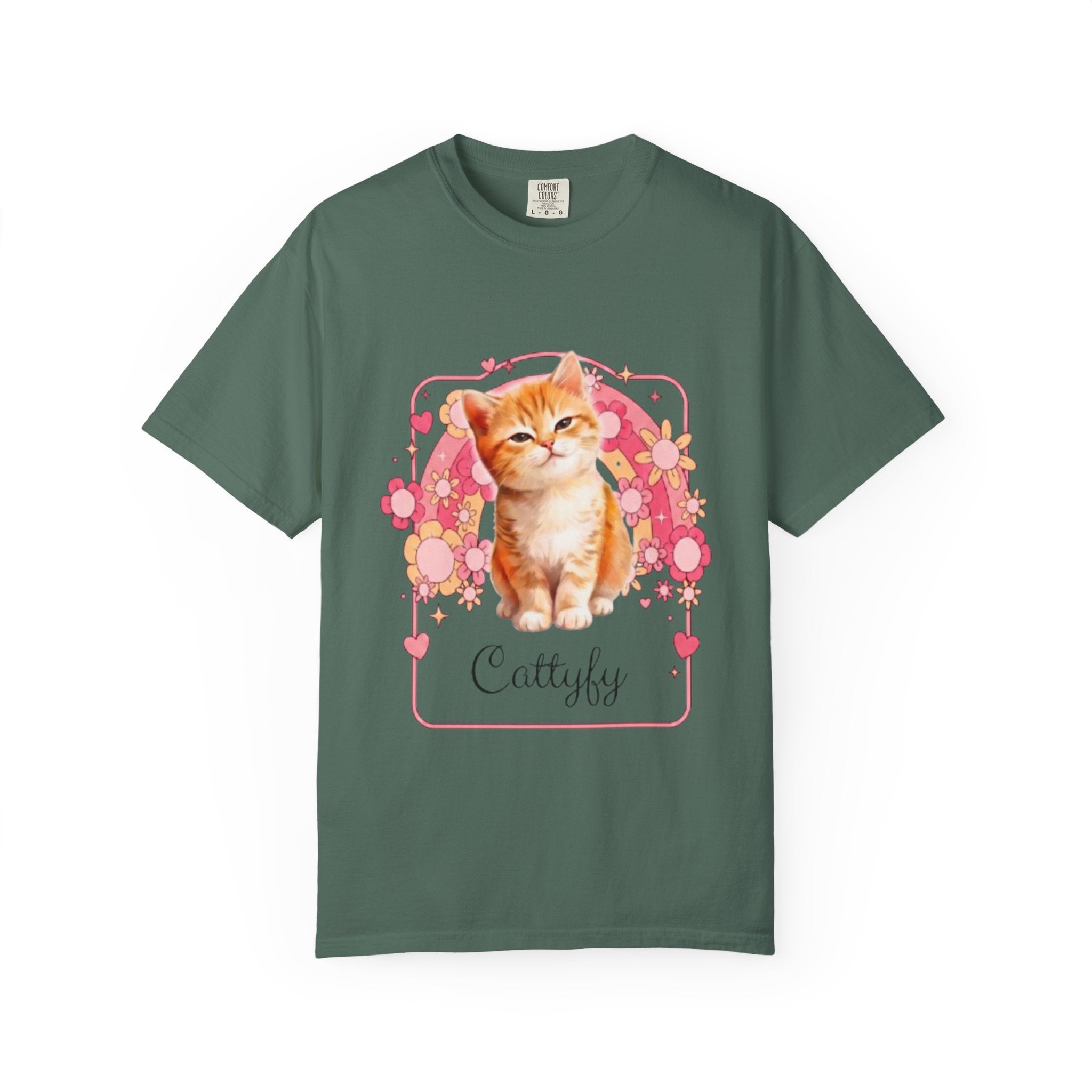 Cattyfy Cute Kitten Graphic T-Shirt — Retro Floral Cat Tee