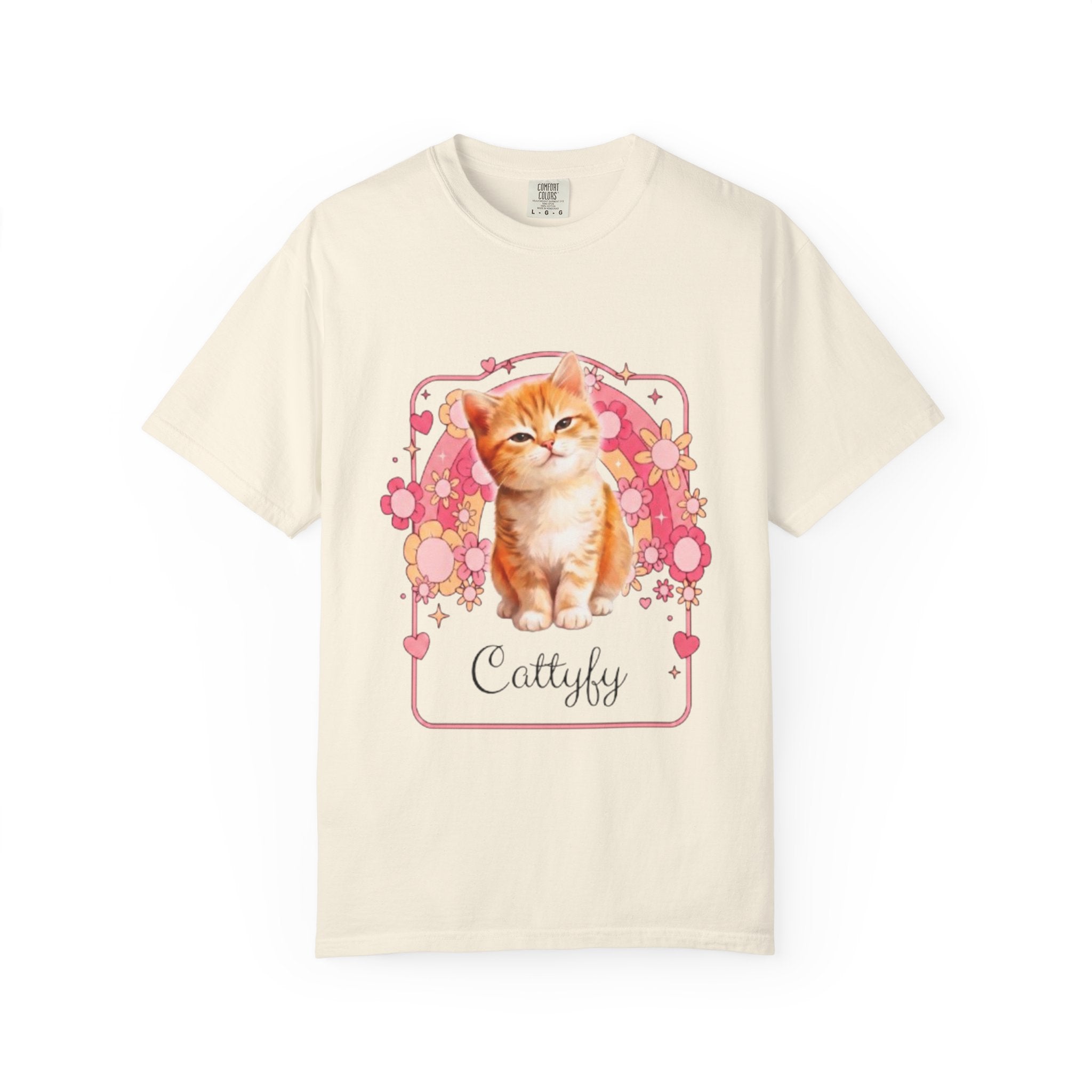 Cattyfy Cute Kitten Graphic T-Shirt — Retro Floral Cat Tee