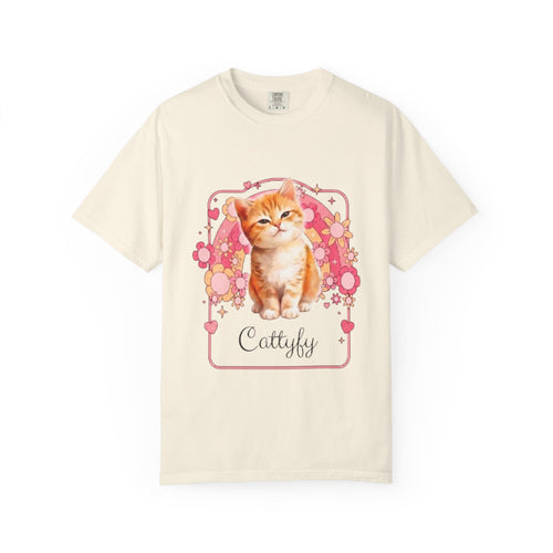 Cattyfy Cute Kitten Graphic T-Shirt — Retro Floral Cat Tee