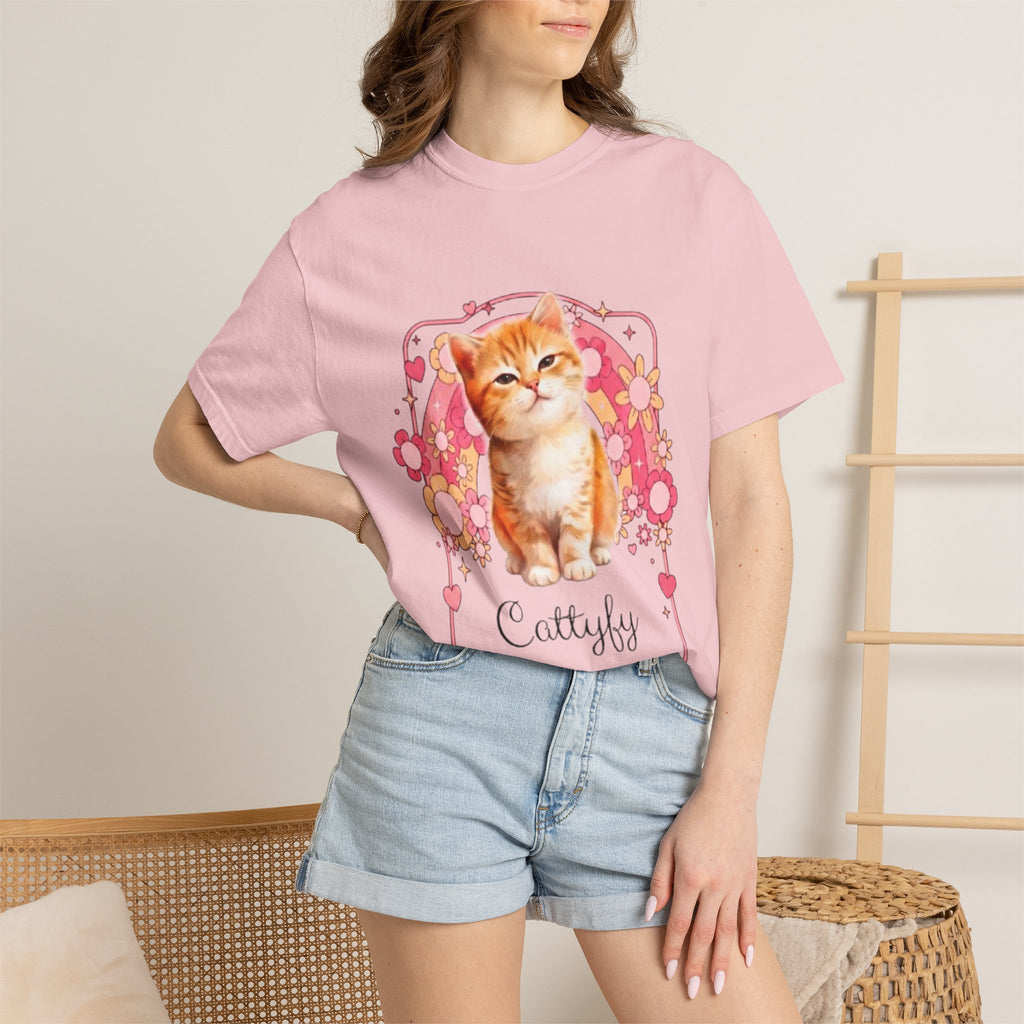 Cattyfy Cute Kitten Graphic T-Shirt — Retro Floral Cat Tee
