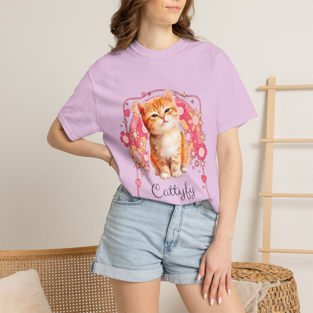 Cattyfy Cute Kitten Graphic T-Shirt — Retro Floral Cat Tee
