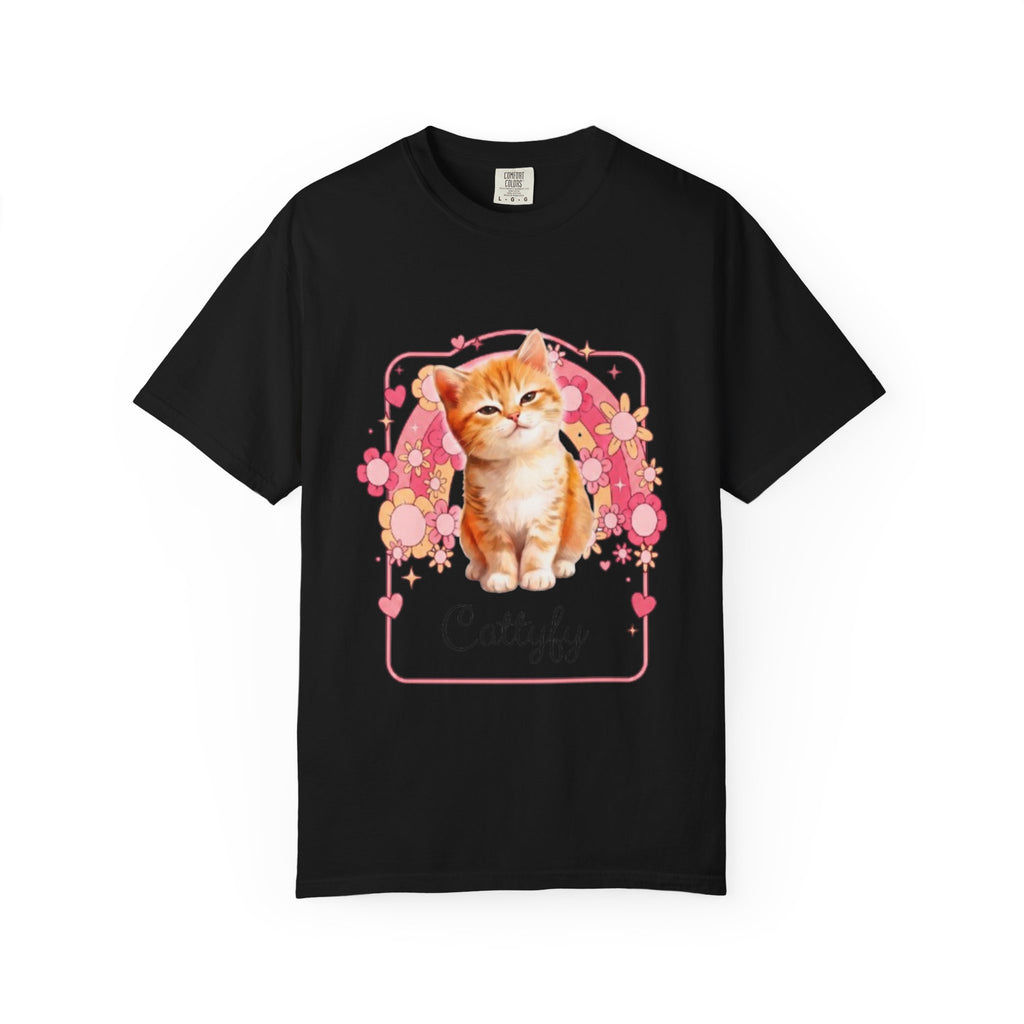 Cattyfy Cute Kitten Graphic T-Shirt — Retro Floral Cat Tee
