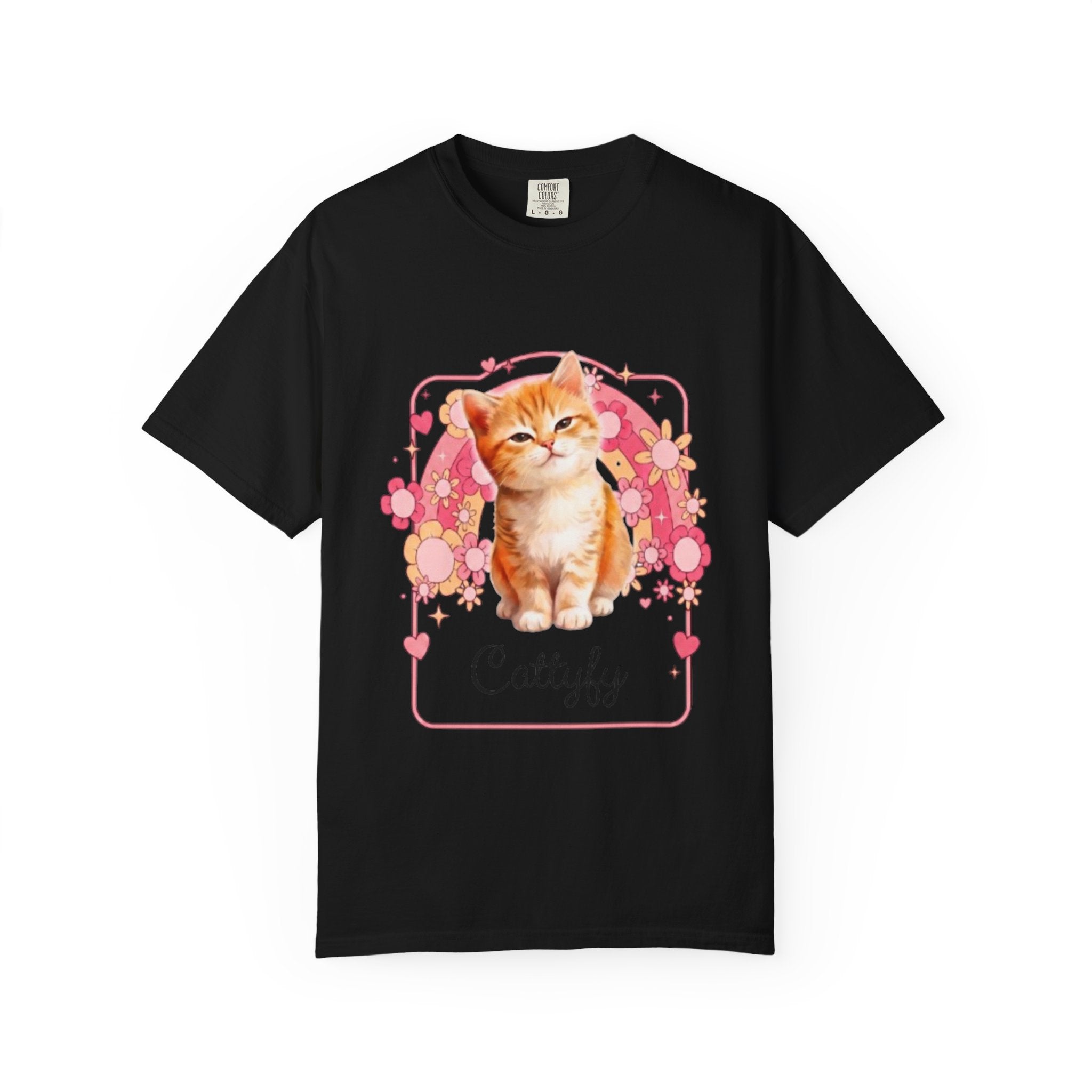 Cattyfy Cute Kitten Graphic T-Shirt — Retro Floral Cat Tee