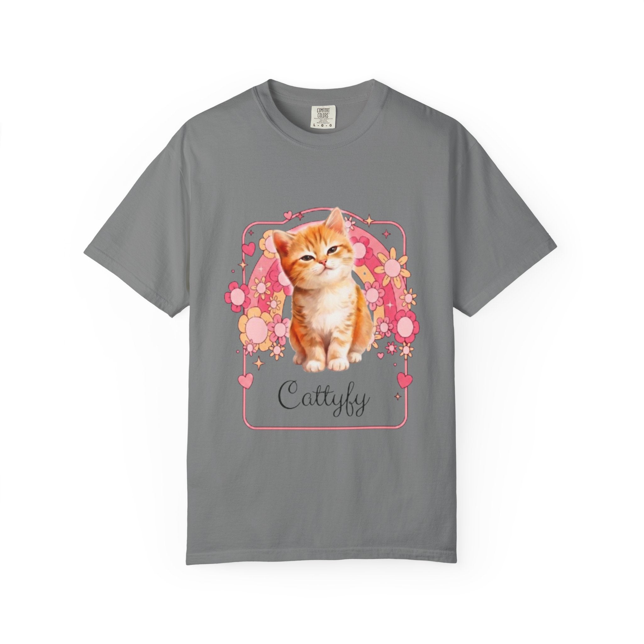 Cattyfy Cute Kitten Graphic T-Shirt — Retro Floral Cat Tee